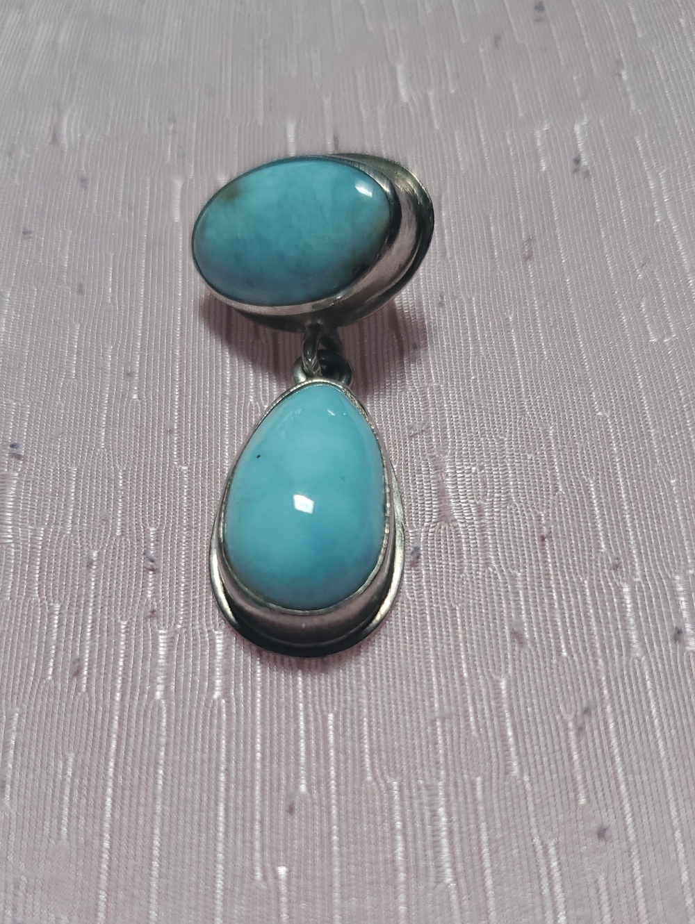 Larimar Double Stones Pendant in Silver 925